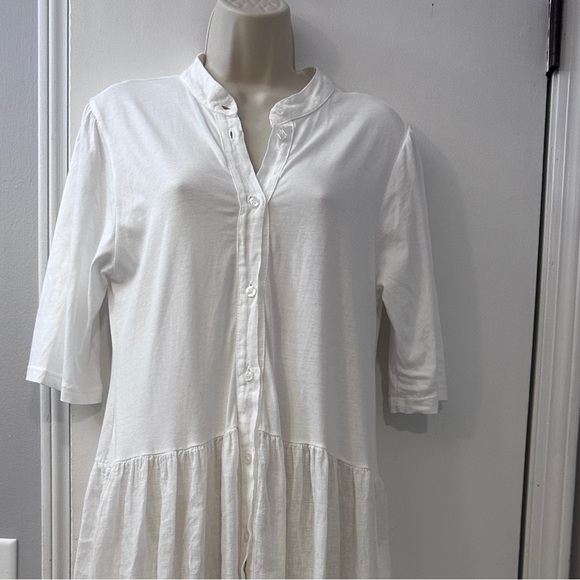 Etici Women’s White Linen Maxi Dress Cottagecore Button Front Made in Italy M/L - Picture 4 of 15